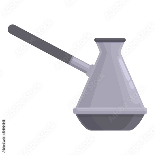 Arab coffee pot icon cartoon vector. Cezve cup. Cafe copper