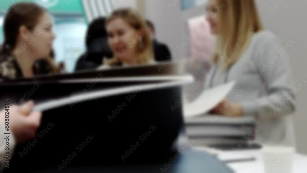 Defocused video of office work environment. Defocused video of office work environment.
