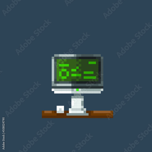 personal computer in pixel art style