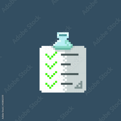 checklist document in pixel art style