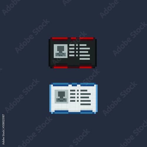 ID card with different color in pixel art style