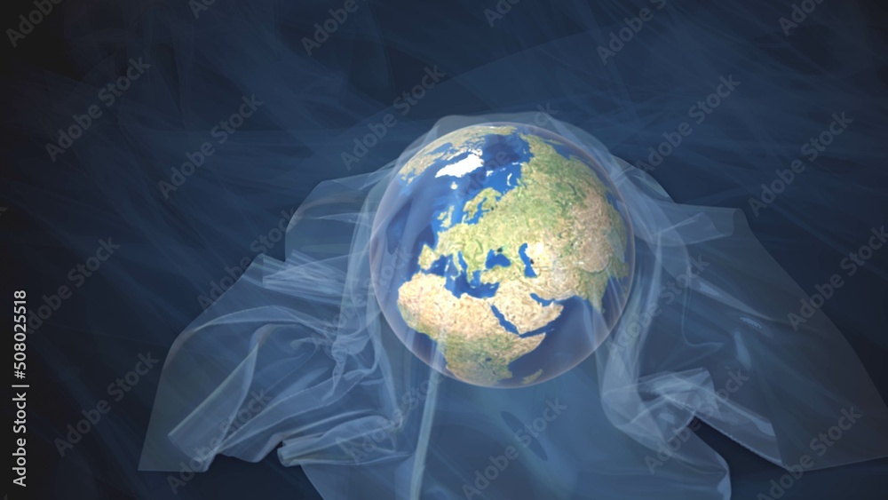 Εκτύπωση καμβά Earth wrapped in plastic waste ecological concept
