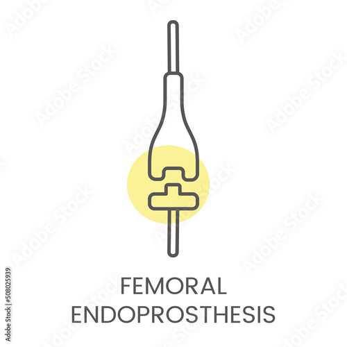 Vector linear icon femoral endoprosthesis. Illustration of prosthetics