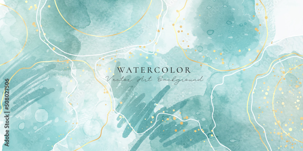 Turquoise green and cyan emerald liquid marble watercolor background