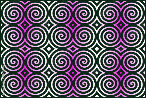 abstract vector geometric background with spirals in pink gradient color