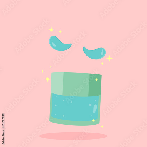 Sticker tube with eye patches . Icon on pop art retro vintage background. Trendy color illustration