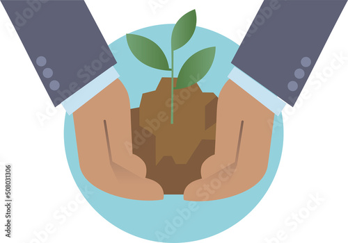 hand holding a plant