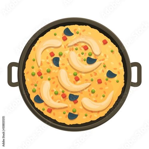 Paella icon cartoon vector. Spanish food. Menu dish