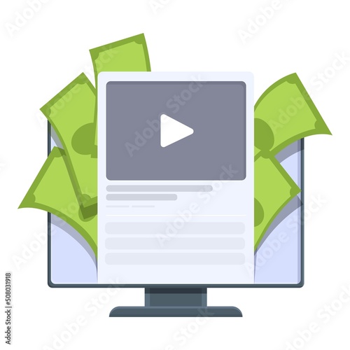 Online money cash icon cartoon vector. Check income. Data streaming