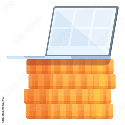 Online coin stack icon cartoon vector. Blog funnel. Strategy profit