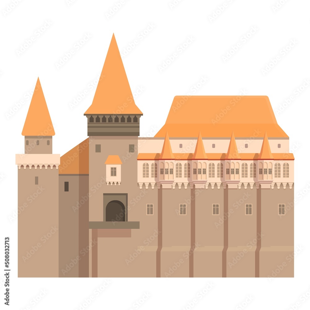 Romania castle icon cartoon vector. Romania travel. National day