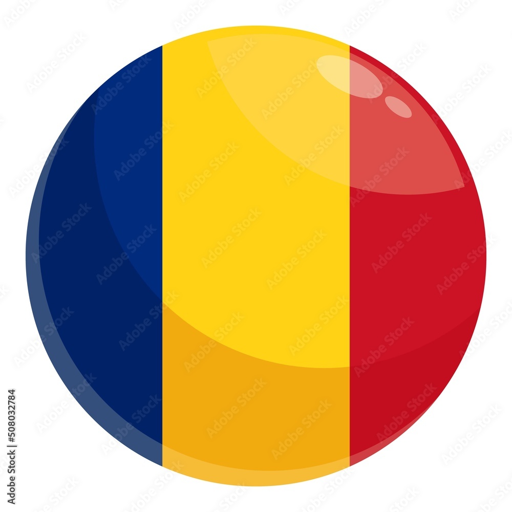 Fototapeta premium Romanian circle flag icon cartoon vector. Travel day. City travel