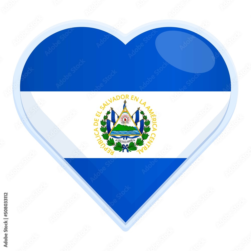 El Salvador heart flag icon cartoon vector. Independence day. Republic city El Salvador heart flag icon cartoon vector. Independence day. Republic city