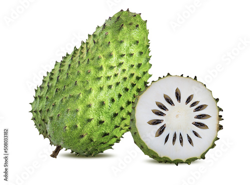 Annona muricata.Soursop fruit (Sugar Apple ,custard apple ) isolated on white background