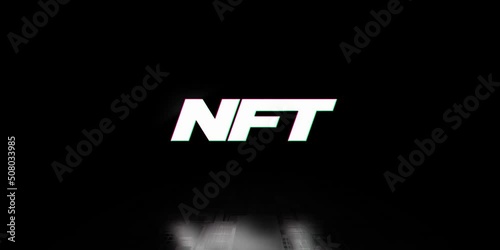NFT glitch cyberpunk metaverse sign logo title animation non-fungible token motion graphic 2d