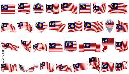 Malaysia icons set cartoon vector. Langkawi building. City flag