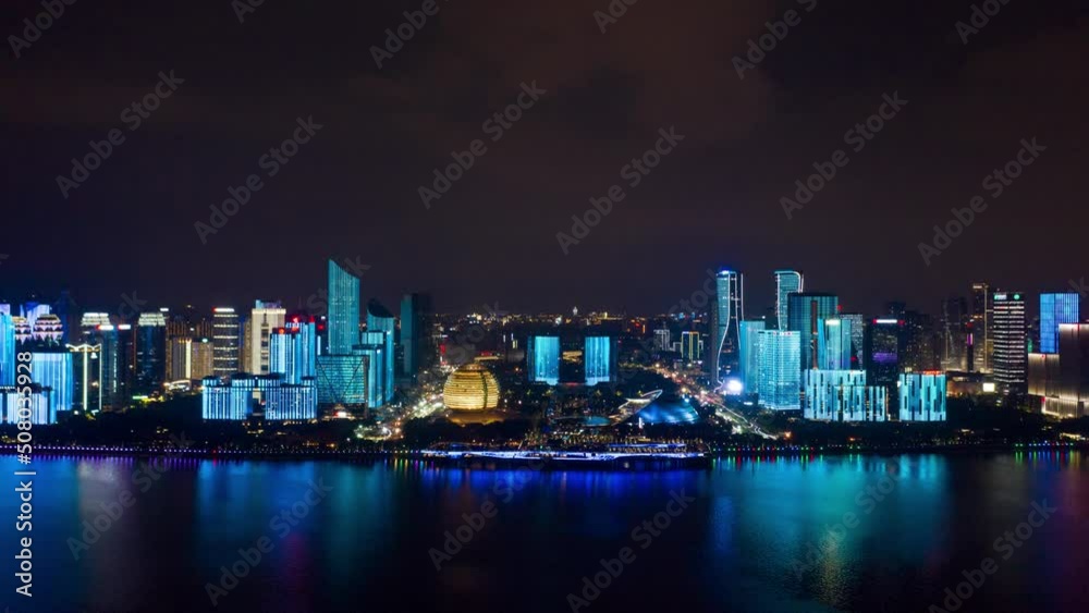 time lapse aerial view of light show on modern building in hangzhou qianjiang new city at night
time lapse aerial view of light show on modern building in hangzhou qianjiang new city at night