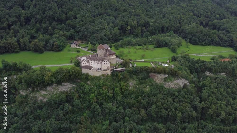 Aerial view of Vaduz castle in capital of Principality of Liechtenstein, Europe Aerial view of Vaduz castle in capital of Principality of Liechtenstein, Europe
