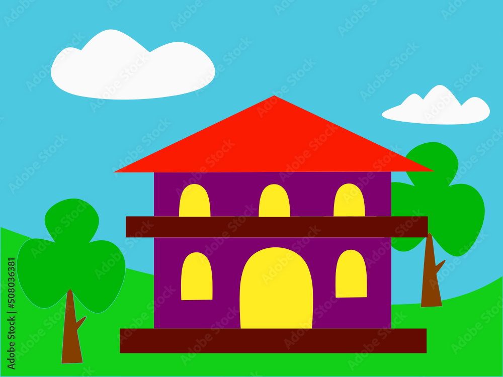 illustration of a house with a beautiful and green garden illustration of a house with a beautiful and green garden