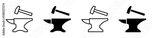 Slika na platnu Anvil and hammer icon, Vector illustration
