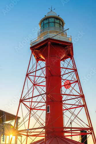 Iconic Old Port Adelaide Lighthouse viewed up from the ground
