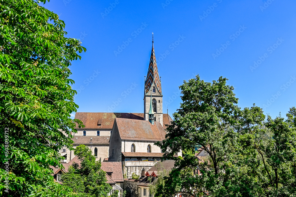 Stadt Baden, katholische Kirche, Altstadt, Altstadthäuser, Stadt, Aargau, Limmat, Sommer, Schweiz