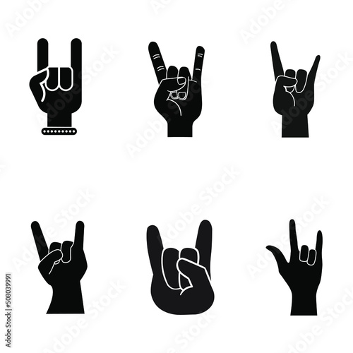 Rock Hand icon vector set. rock and roll illustration sign collection. rock concert symbol or logo.