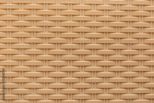Beige Sand Color Plastic Wicker Basket Abstract Seamless Pattern Texture Background