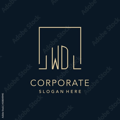 Initials WD logo square lines shape style, classy elegant logo design photo