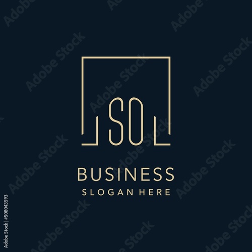 Initials SO logo square lines shape style, classy elegant logo design