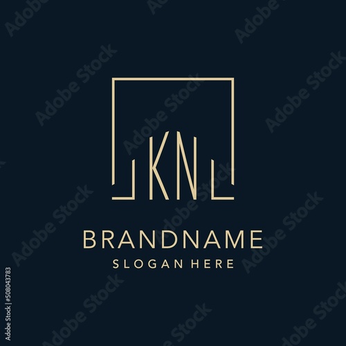 Initials KN logo square lines shape style, classy elegant logo design
