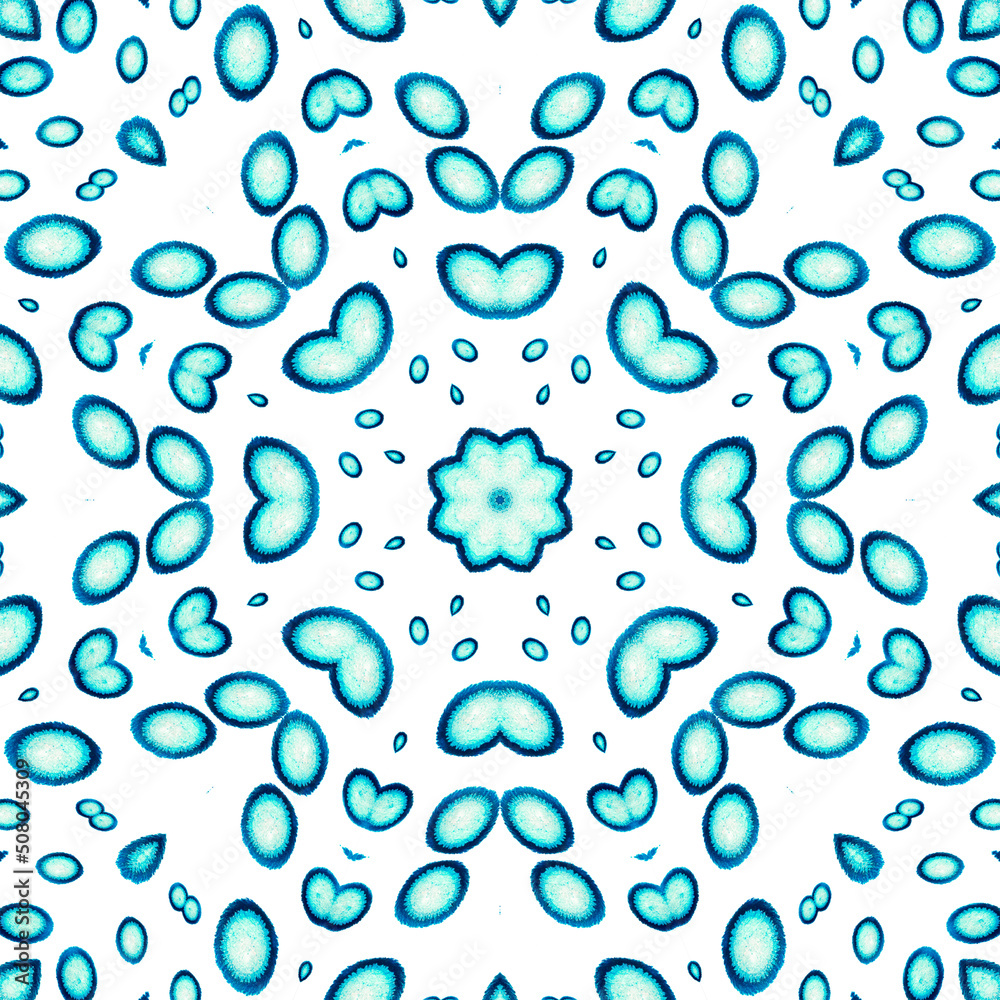 Abstract seamless kaleidoscopic pattern made up of ebru elements Abstract seamless kaleidoscopic pattern made up of ebru elements