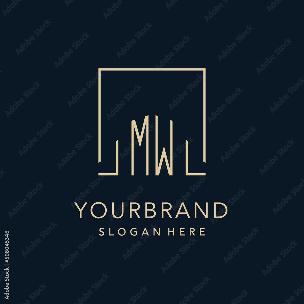 Initials MW logo square lines shape style, classy elegant logo design ...