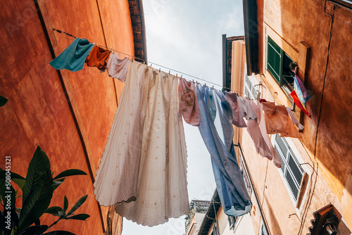 Fototapeta Naklejka Na Ścianę i Meble -  clothes drying on the clothesline