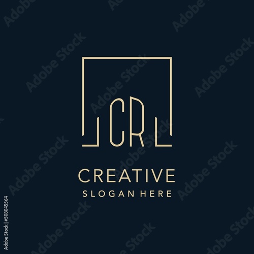 Initials CR logo square lines shape style, classy elegant logo design