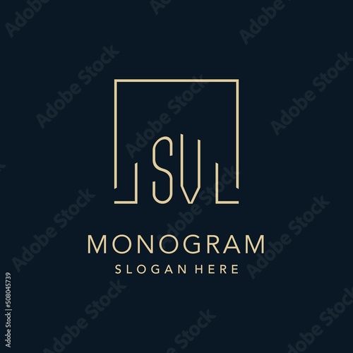 Initials SV logo square lines shape style, classy elegant logo design