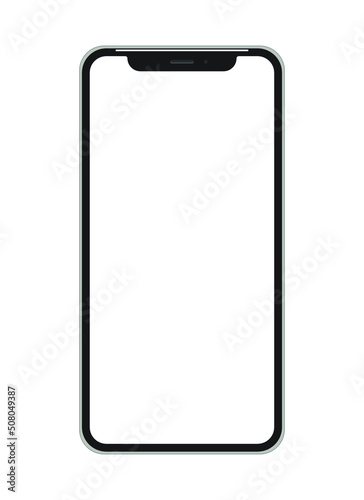 Smartphone mockup frameless blank screen frameless design. Mobile phone icon on white background vector illustration. Flat Icon Mobile Phone, Handphone. Smartphone mockup innovative future technology