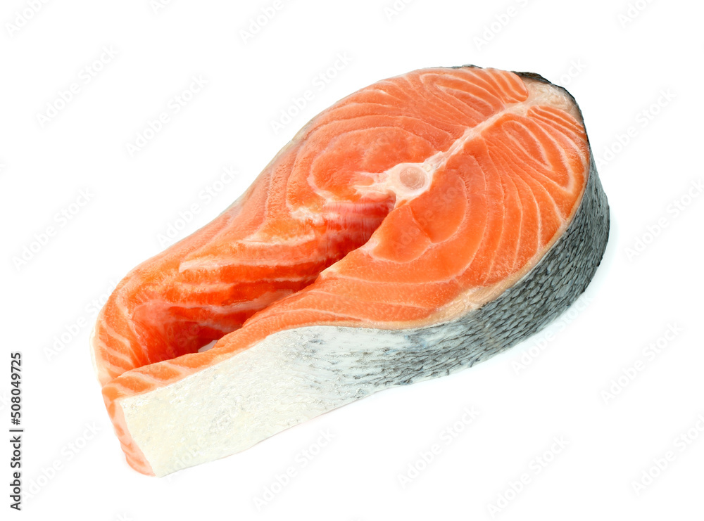 Fresh raw Salmon fish steak on white background Fresh raw Salmon fish steak on white background