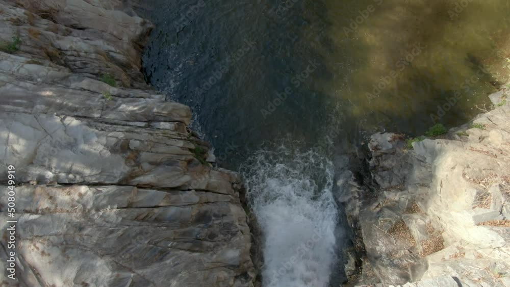 Yelapa Waterfall Flow Down Into Narrow River Valley In Jalisco, Mexico. Tilt-up Yelapa Waterfall Flow Down Into Narrow River Valley In Jalisco, Mexico. Tilt-up