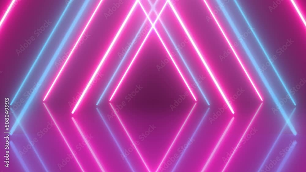 Neon light glowing beam tunnel Neon light glowing beam tunnel