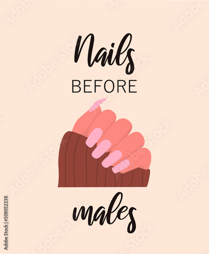 Nails before males. Manicure. Beautiful nails. Vector
