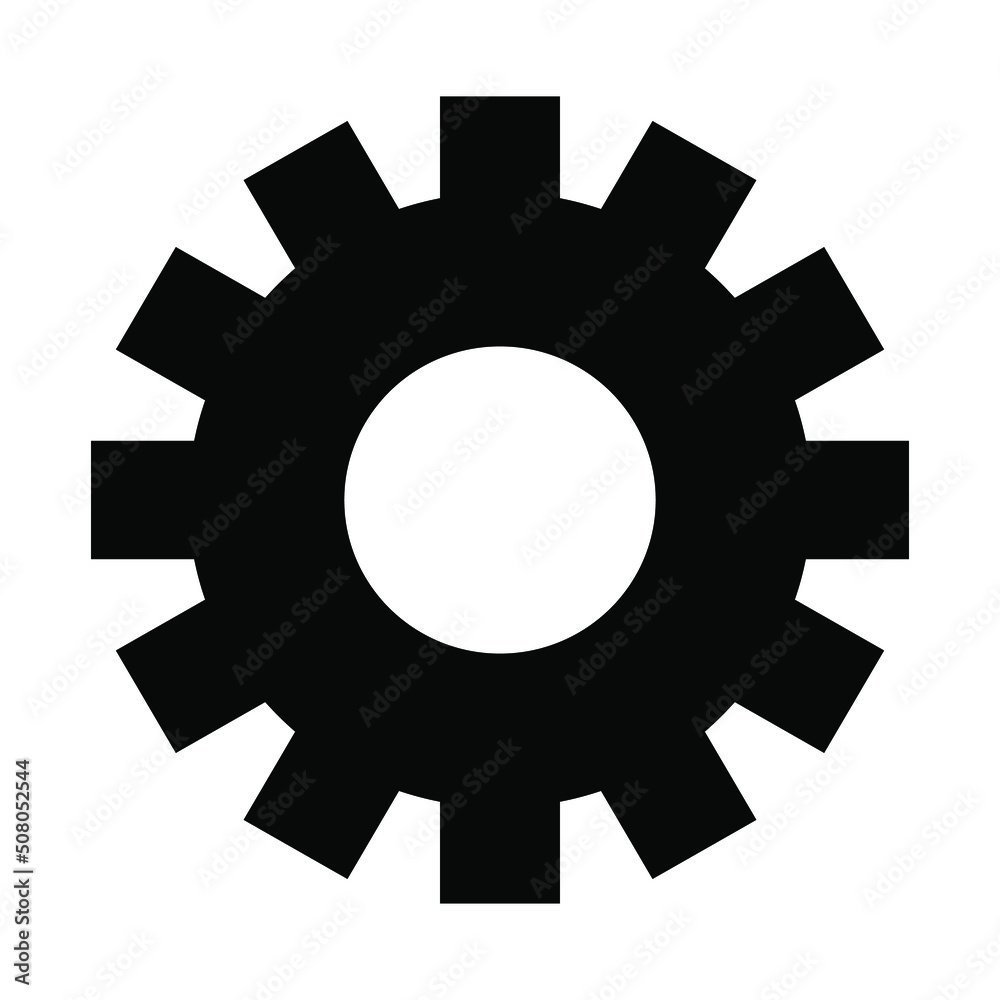 Gears - black icon on white background vector illustration for website, mobile application, presentation, infographic. Cogwheels process concept sign.