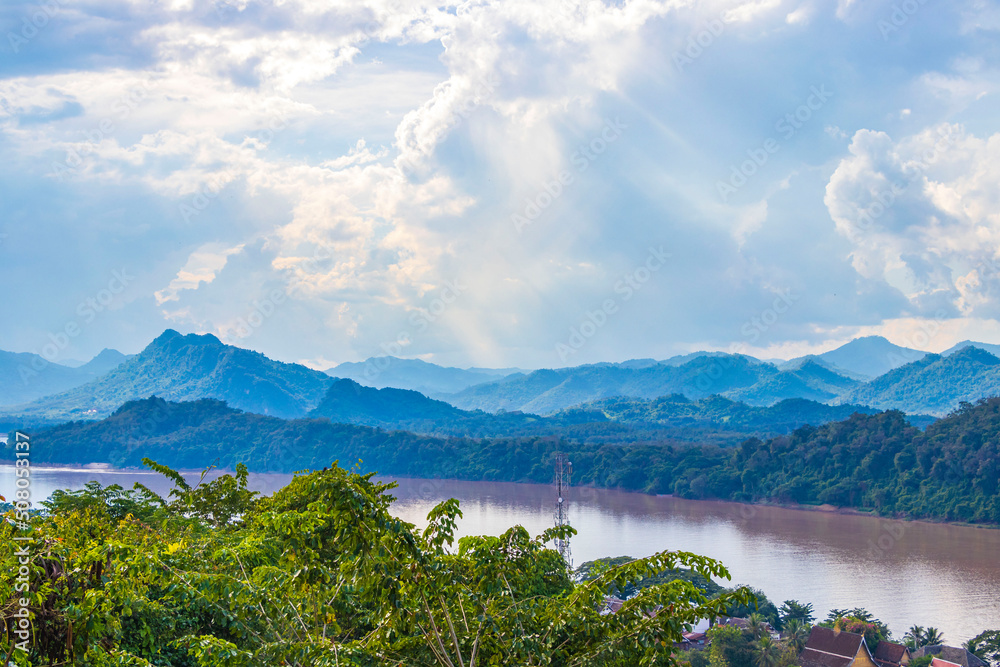 Panorama of the landscape Mekong river and Luang Prabang Laos.