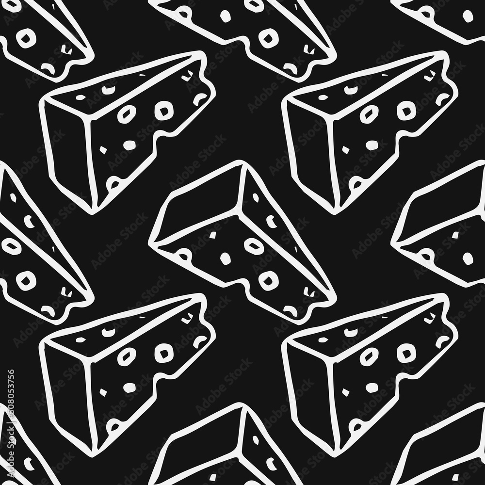 seamless cheese pattern. Doodle vector pattern with cheese icons ...