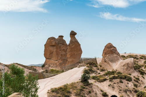 fairy chimneys in the desert of Cappadocia at Devrent © schame87
