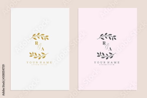 RA initial wedding floral simple modern vector graphic template