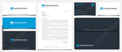 M Book logo with stationery, business cards and social media banner designs