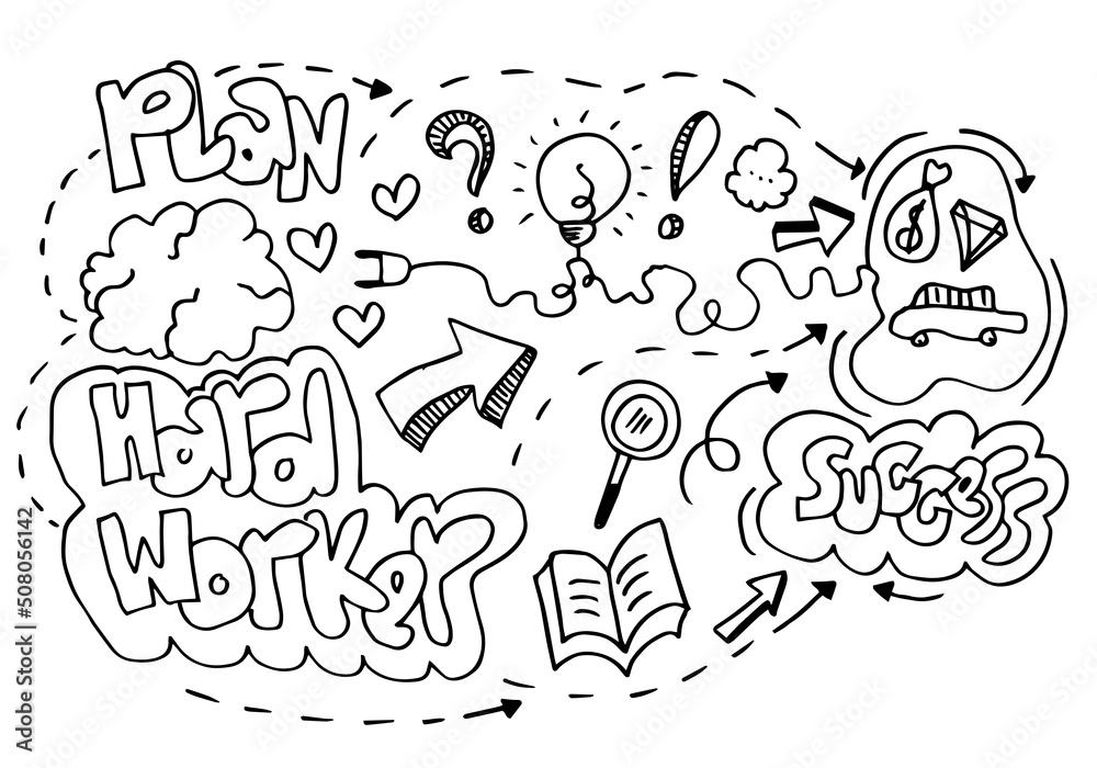 Business doodles for concept design on white background. Business doodles for concept design on white background.