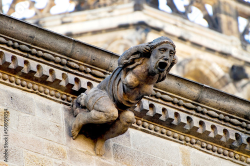 Canvas Print Gargoyle in the Barri Gòtic of Barcelona, Spain