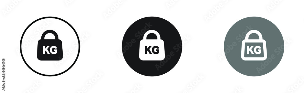 Set of weight kilogram icons. Simple round KG symbol icons for web and print isolated on white background. Set of weight kilogram icons. Simple round KG symbol icons for web and print isolated on white background.